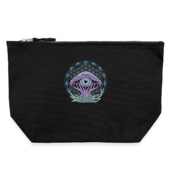 Portail de l’œil du champignon | Art de la vision psychédélique - Pochette zippée en toile 22 x 23 cm - noir - Devant