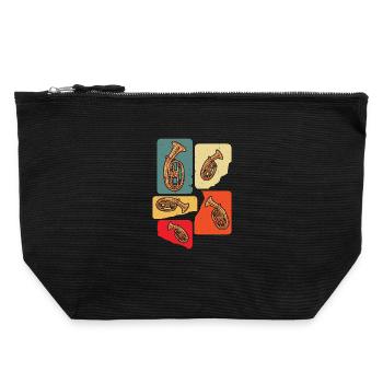 Kreatives Tenorhorn Design in Retro Farben - Canvas Reißverschluss-Täschchen (22 x 23 cm) - Schwarz - Vorne