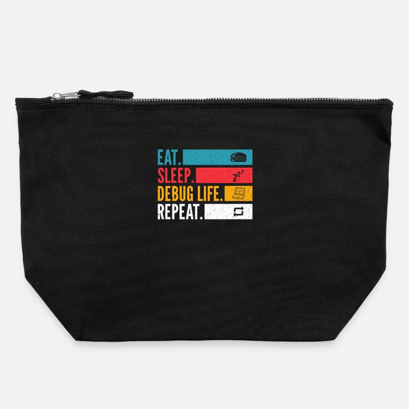 Eat Sleep Debug Repeat Developer Shirt - Pochette in tela con zip 22 x 23 cm - nero