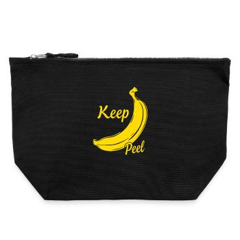 Keep Peel – Humour de banane pour les gourmets et les créateurs de tendances - Pochette zippée en toile 22 x 23 cm - noir - Devant