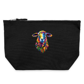 Sheep Lamb Sheep Domestic Sheep Shepherd Sweet Sheep - Canvas Zip Pouch 22 x 23 cm - black - Front