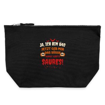 Ü40 Halloween Süßes sonst gibt es Saures - Canvas Reißverschluss-Täschchen (22 x 23 cm) - Schwarz - Vorne