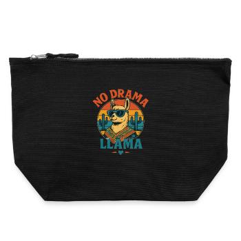 Cool Llama with sunglasses and desert scene - Canvas Zip Pouch 22 x 23 cm - black - Front