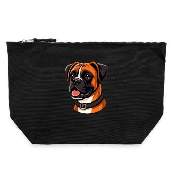Expressive Boxer Dog Portrait - Canvas Zip Pouch 22 x 23 cm - black - Front
