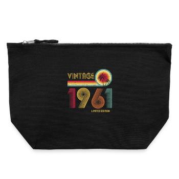 Vintage 70er Jahre Mehrfarbiges Retro-Design - Canvas Reißverschluss-Täschchen (22 x 23 cm) - Schwarz - Vorne