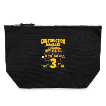Construction Party 3rd Birthday 3 Years Old truck - Canvas Reißverschluss-Täschchen (22 x 23 cm) - Schwarz - Vorne