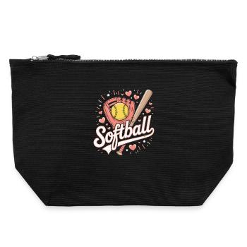 Softball - Canvas Reißverschluss-Täschchen (22 x 23 cm) - Schwarz - Vorne
