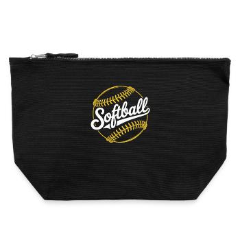 Softball - Canvas Reißverschluss-Täschchen (22 x 23 cm) - Schwarz - Vorne