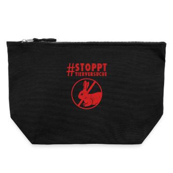 Animal welfare STOP ANIMAL TESTING FUNNY - Canvas Zip Pouch 22 x 23 cm - black - Front