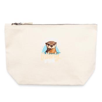 Sea Otter Cartoon Reading - Canvas Zip Pouch 22 x 23 cm - nature - Front
