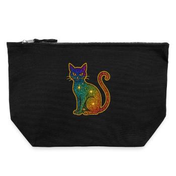 Regenbogen Glitzer Katze zu Halloween - Canvas Reißverschluss-Täschchen (22 x 23 cm) - Schwarz - Vorne