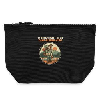 Camp-Eltern-Müde Illustration - Canvas Reißverschluss-Täschchen (22 x 23 cm) - Schwarz - Vorne