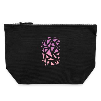 Motif triangulaire - Rose violet - Pochette zippée en toile 22 x 23 cm - noir - Devant