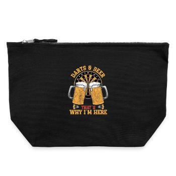 Fléchettes et bière, c’est pourquoi je suis ici - Pochette zippée en toile 22 x 23 cm - noir - Devant