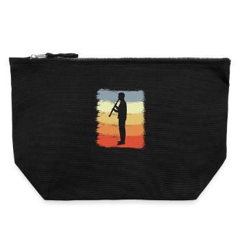Vintage Clarinetist Sketch - Canvas Zip Pouch 22 x 23 cm - black - Front
