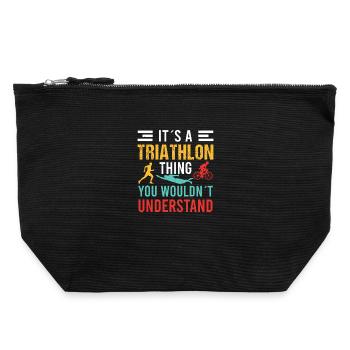 Triathlon Schwimmen Radfahren Laufen Vintage Sport - Canvas Reißverschluss-Täschchen (22 x 23 cm) - Schwarz - Vorne
