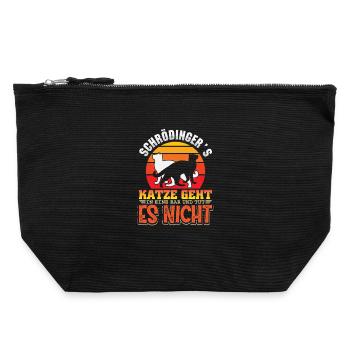 Le chat de Schrödinger Nerd Geek Physicien Science - Pochette zippée en toile 22 x 23 cm - noir - Devant