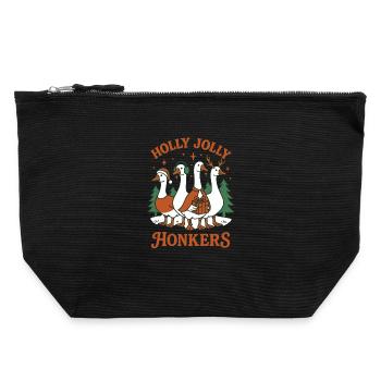 Weihnachten Gans Holly Jolly Honkers Family Fun - Canvas Reißverschluss-Täschchen (22 x 23 cm) - Schwarz - Vorne