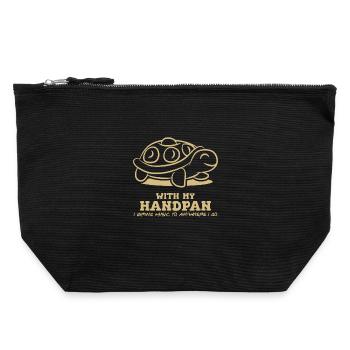 With My Handpan I Bring Music Anywhere I Go - Canvas Zip Pouch 22 x 23 cm - black - Front