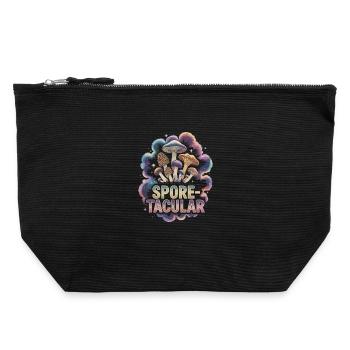 Champignon Spore-tacular Drôle Mycologie - Pochette zippée en toile 22 x 23 cm - noir - Devant