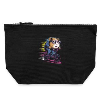Raging hamster cyclist - Canvas Zip Pouch 22 x 23 cm - black - Front