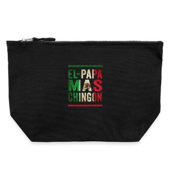 Mexican Vintage Father Saying Design - Canvas Zip Pouch 22 x 23 cm - black - Front