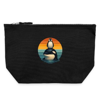 Orca Penguin Retro Animal Lovers - Canvas Zip Pouch 22 x 23 cm - black - Front