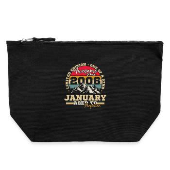Janvier 2006 Vintage Rétro Cadeau D'anniversaire - Pochette zippée en toile 22 x 23 cm - noir - Devant