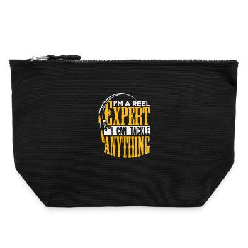 Angler Fisherman Petri Disciple Saying Fishing Funny - Canvas Zip Pouch 22 x 23 cm - black - Front