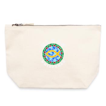 Art du vitrail Artiste du vitrail - Pochette zippée en toile 22 x 23 cm - blanc naturel - Devant