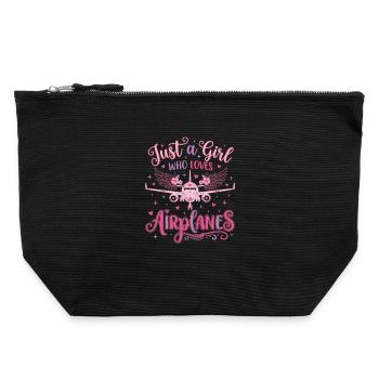 Une seule fille aime les avions - Pochette zippée en toile 22 x 23 cm - noir - Devant