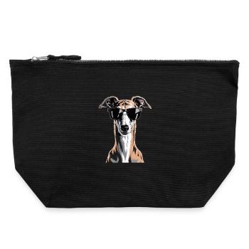 Greyhound Windhund - Canvas Reißverschluss-Täschchen (22 x 23 cm) - Schwarz - Vorne