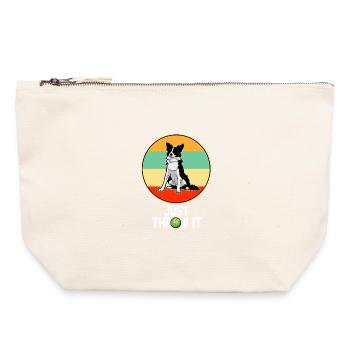Retro Border Collie Just Throw It Dog Lover Art - Canvas Zip Pouch 22 x 23 cm - nature - Front