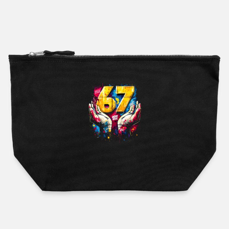 6 7 Graffiti Meme - Canvas Zip Pouch 22 x 23 cm - black
