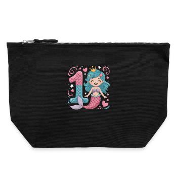 Mermaid 1st Birthday 1 Year - Canvas Zip Pouch 22 x 23 cm - black - Front