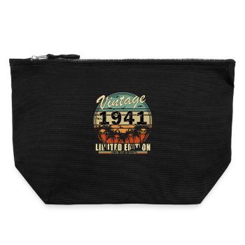 Born in 1941 - Canvas Zip Pouch 22 x 23 cm - black - Front