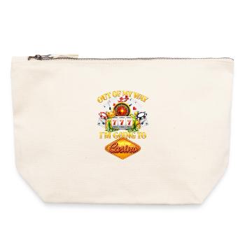 Laissez-moi passer – Je vais au casino - Pochette zippée en toile 22 x 23 cm - blanc naturel - Devant