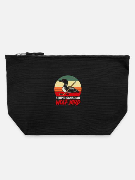 Retro Sunset Loon Hockeyvogel-Design - Canvas Reißverschluss-Täschchen (22 x 23 cm) - Schwarz