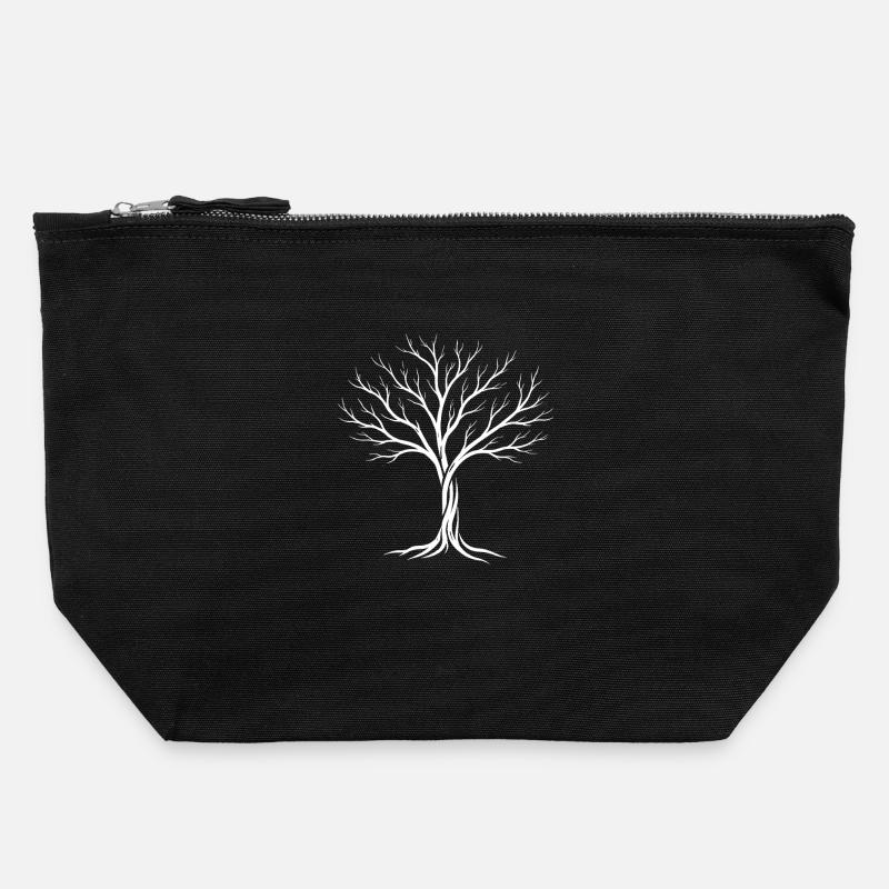 Tree – Minimalist Nature Design - Canvas Zip Pouch 22 x 23 cm - black
