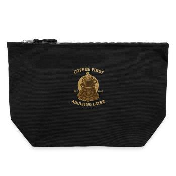 Le café D’abord devenir adulte Plus tard les amateurs rétro de café - Pochette zippée en toile 22 x 23 cm - noir - Devant