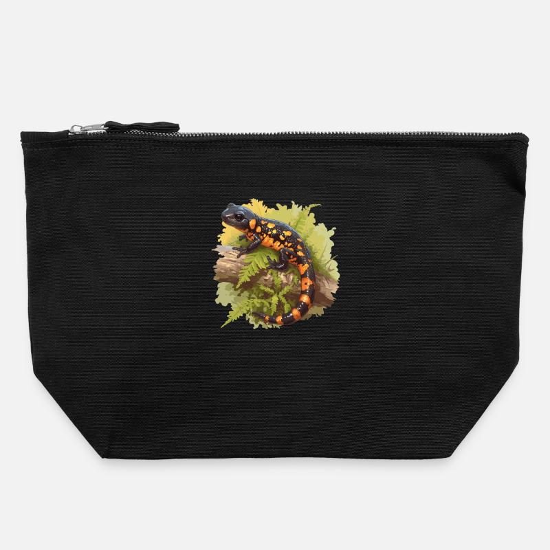 Fire Salamander Salamander - Canvas Zip Pouch 22 x 23 cm - black