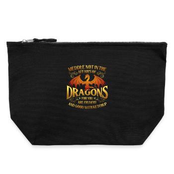 Ne pas se mêler des affaires des dragons Humour - Pochette zippée en toile 22 x 23 cm - noir - Devant