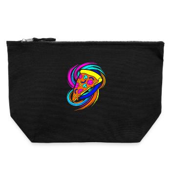 Tranche de pizza - Pochette zippée en toile 22 x 23 cm - noir - Devant