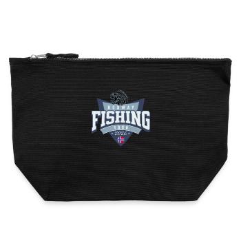 Voyage de pêche en Norvège 2026 - Pochette zippée en toile 22 x 23 cm - noir - Devant
