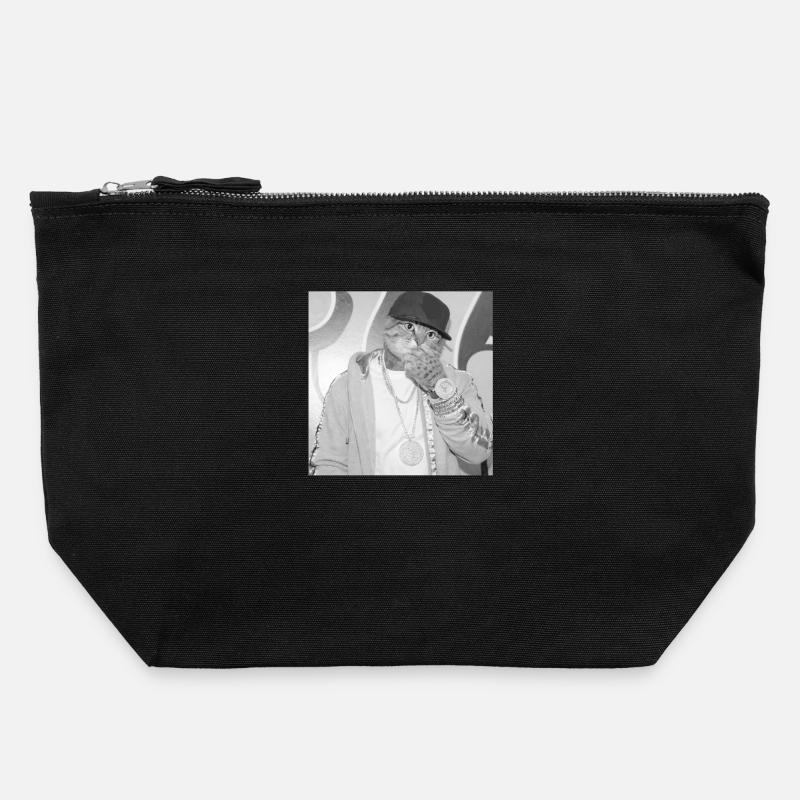 Cat rapper street style - Canvas Zip Pouch 22 x 23 cm - black