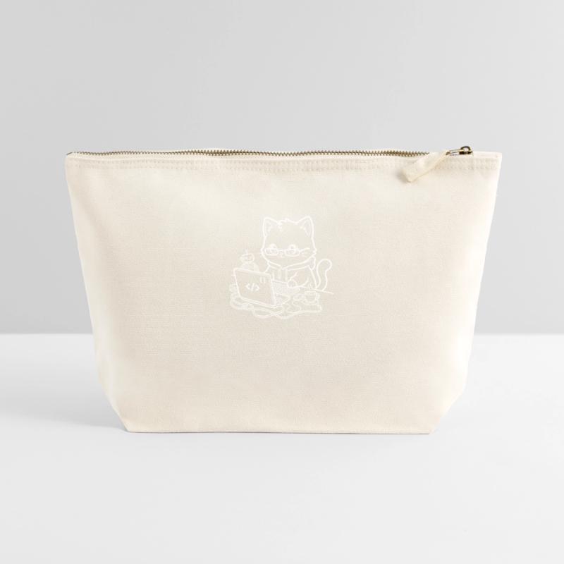 Coder Kawaii Cat Programmer Pochette zippée en toile 22 x 23 cm
