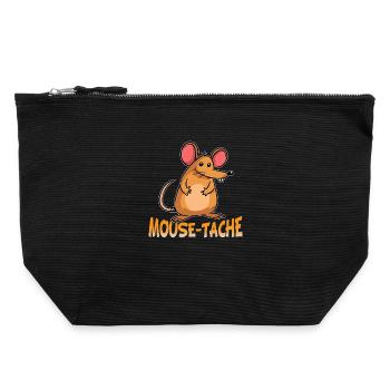 Mouse-Tache Funny Mouse Pun Cartoon Graphic - Canvas Reißverschluss-Täschchen (22 x 23 cm) - Schwarz - Vorne