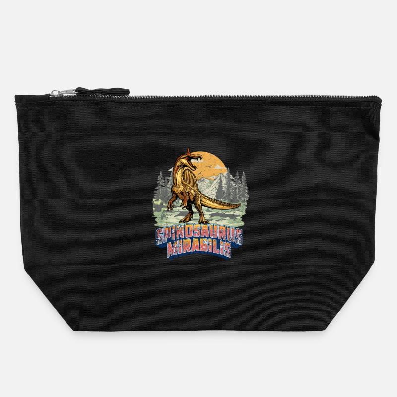 Spinosaurus Mirabilis Retro Neuer Dinosaurier  - Canvas Reißverschluss-Täschchen (22 x 23 cm) - Schwarz