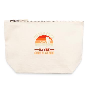 Barbecue, fête des pères, papa - Pochette zippée en toile 22 x 23 cm - blanc naturel - Devant