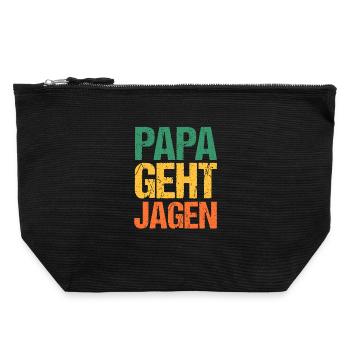 Papa Vater Vatertag Jagd Jagen Waidmann Jäger - Canvas Reißverschluss-Täschchen (22 x 23 cm) - Schwarz - Vorne